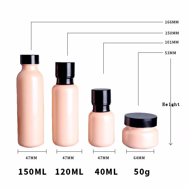 Skincare pink skin color glass bottles sets