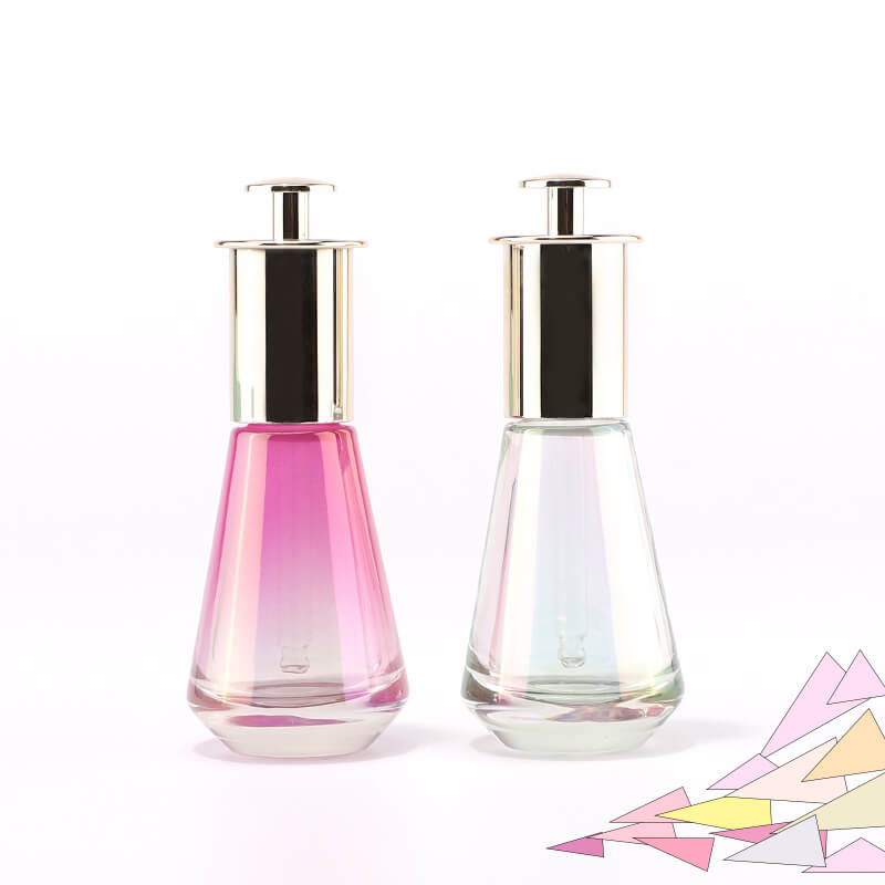 Push dropper glass cosmetic bottle 