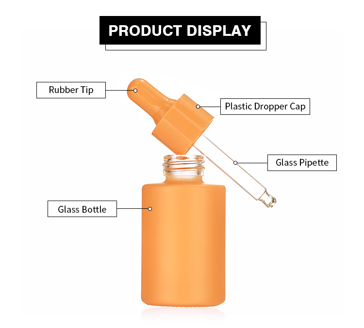 Botella de vidrio cosmética para el cuidado de la piel vacía de 30 ml