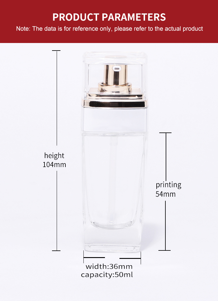 botella de vidrio cosmético para empaque de base