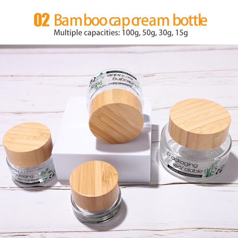 Embalaje de juego de botellas de vidrio con cubierta de bambú