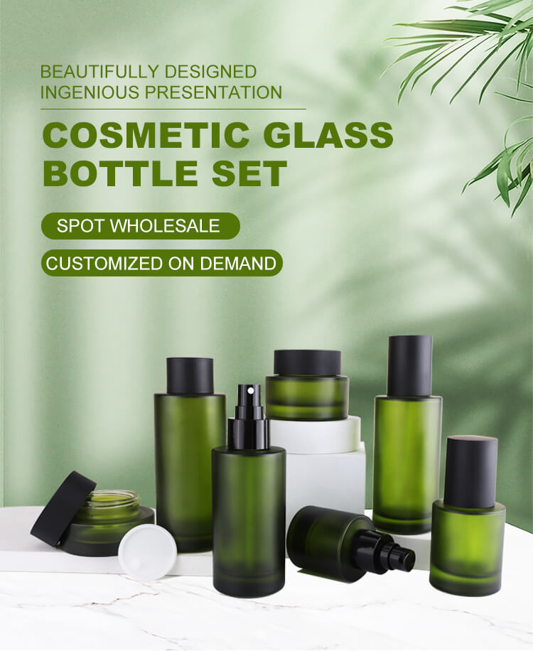 Embalaje de conjunto de botellas de vidrio de hombro plano de alta calidad