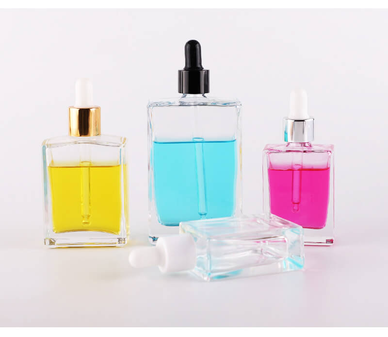 Botella de vidrio cuadrada ecológica para perfume.