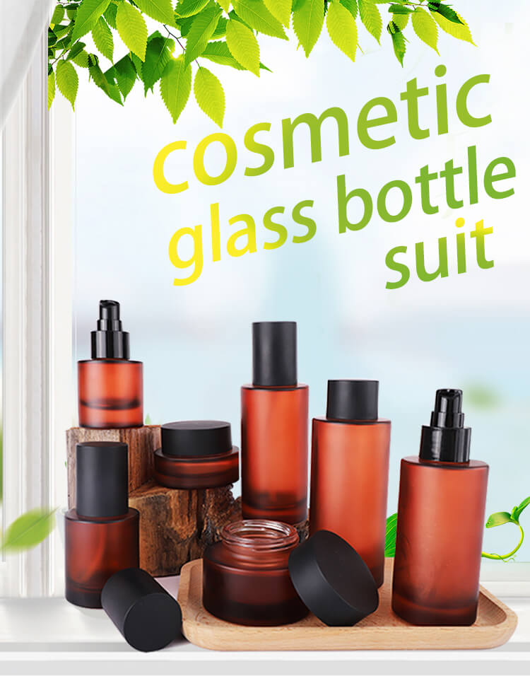 Frasco y botella de vidrio cosmético de lujo