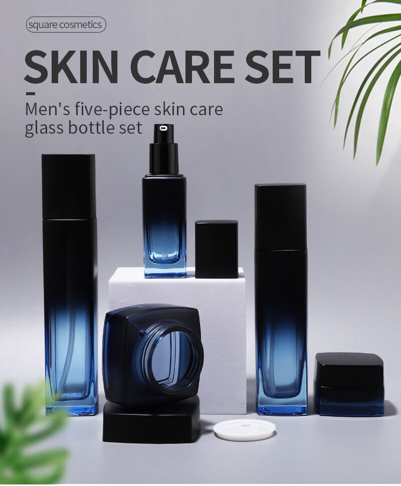 Juego de botellas de vidrio para cosméticos para el cuidado de la piel