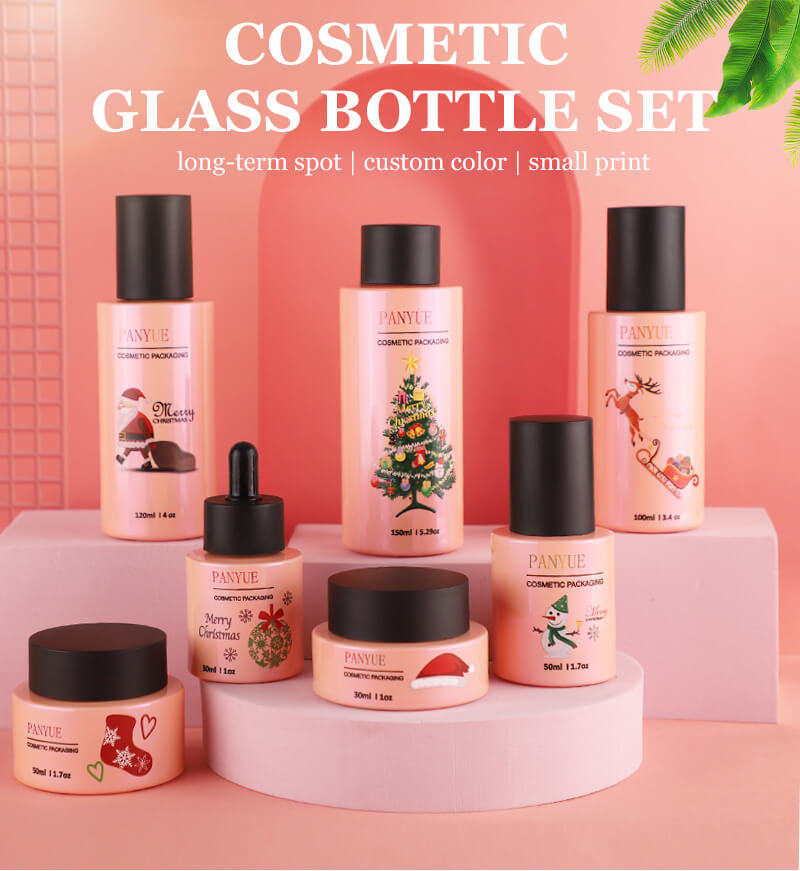 Embalaje de conjunto de botellas de vidrio cosméticas vacías de lujo