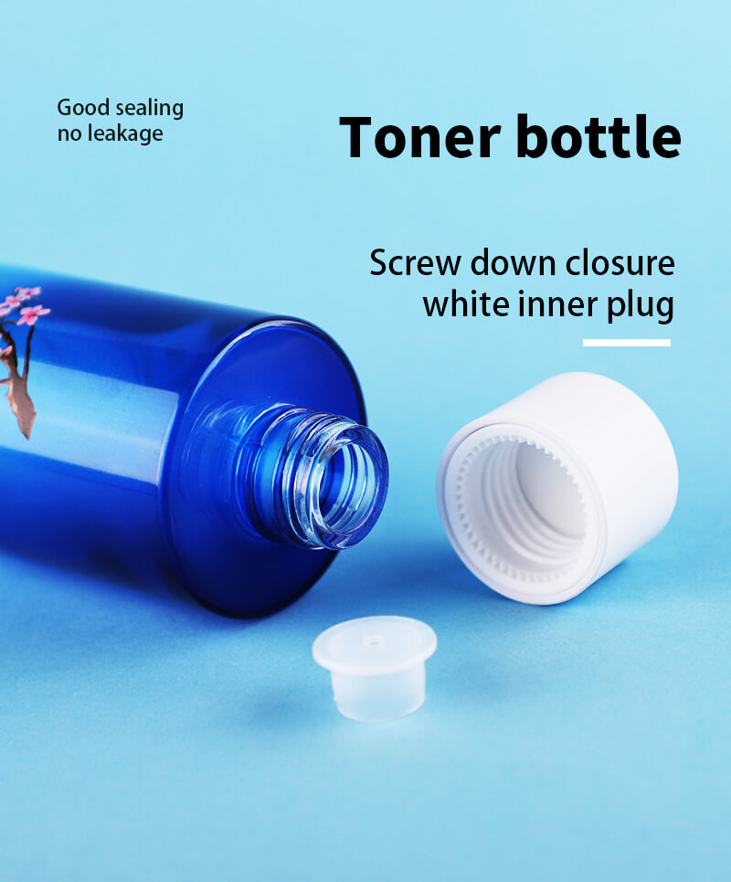 Botella de vidrio cosmético de nuevo diseño con tapa de rosca blanca y negra