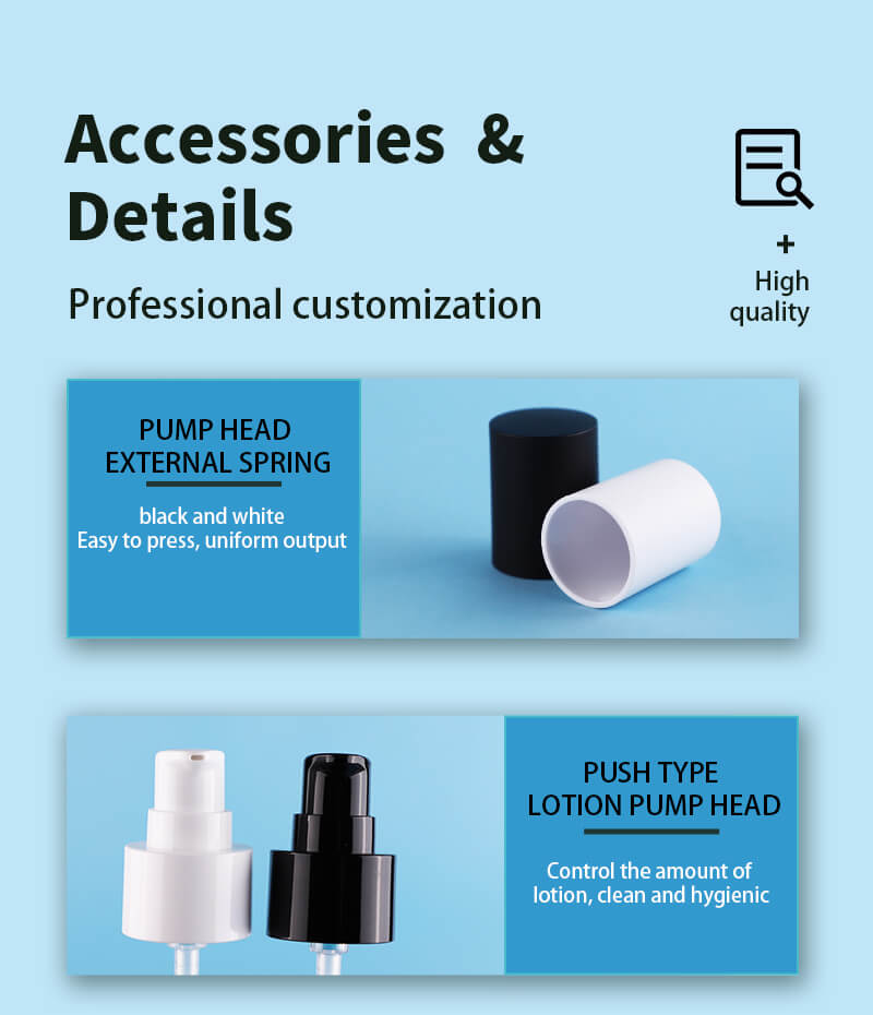 Diferentes accesorios para el embalaje del juego de botellas de vidrio coametic para el cuidado de la piel