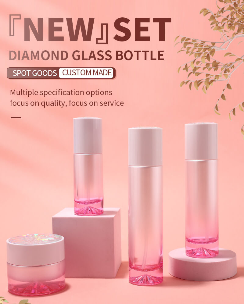 juego de botellas de vidrio cosmético para el cuidado de la piel