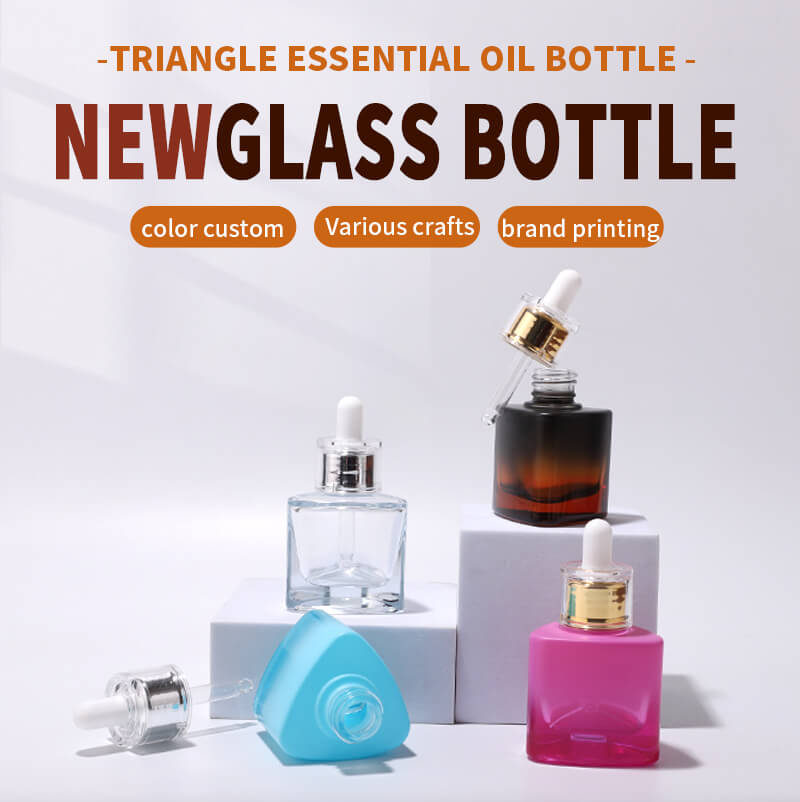 Botella de vidrio cosmético triángulo listo para la venta