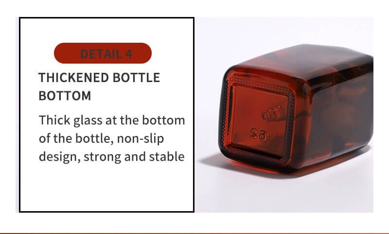 Botella de vidrio cuadrada de lujo en stock
