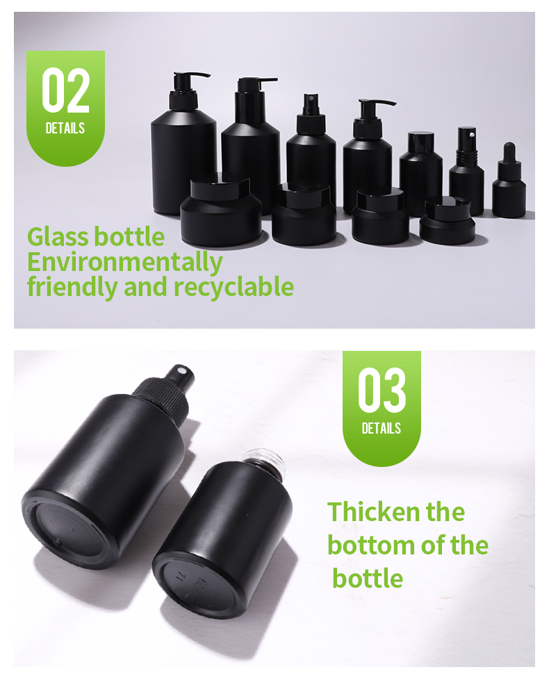 Botellas de vidrio negro mate