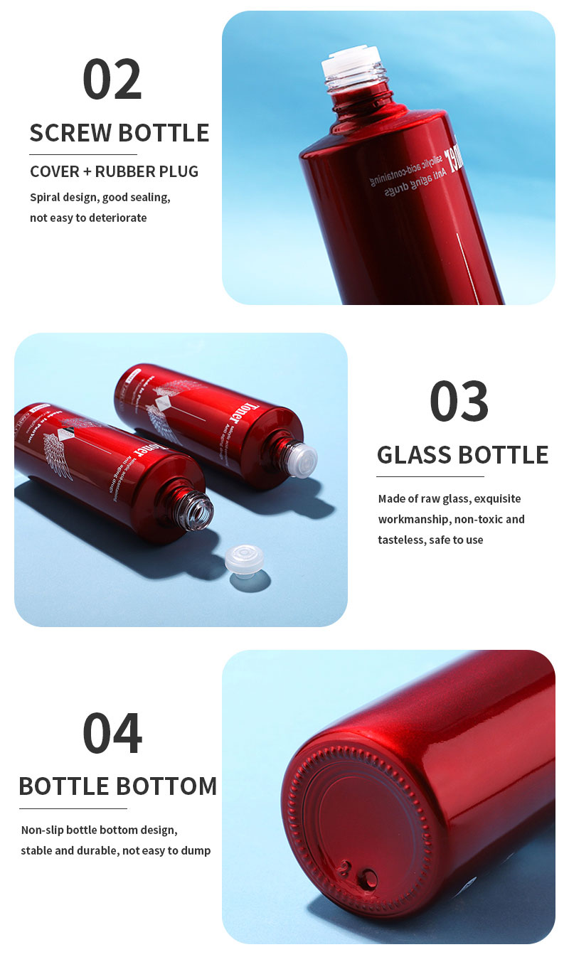 botella de vidrio para el cuidado de la piel