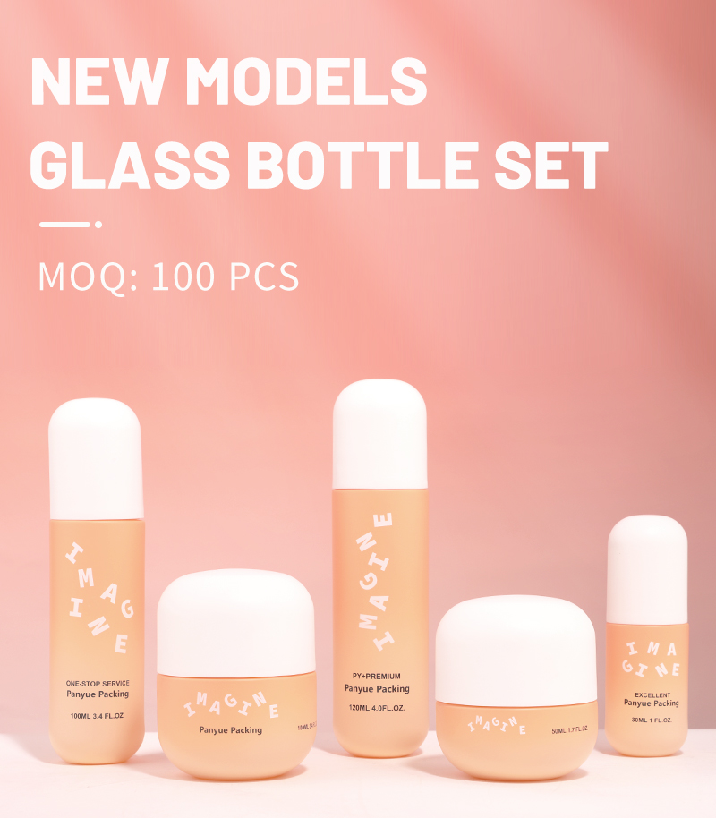 conjunto de botellas de vidrio cosmético