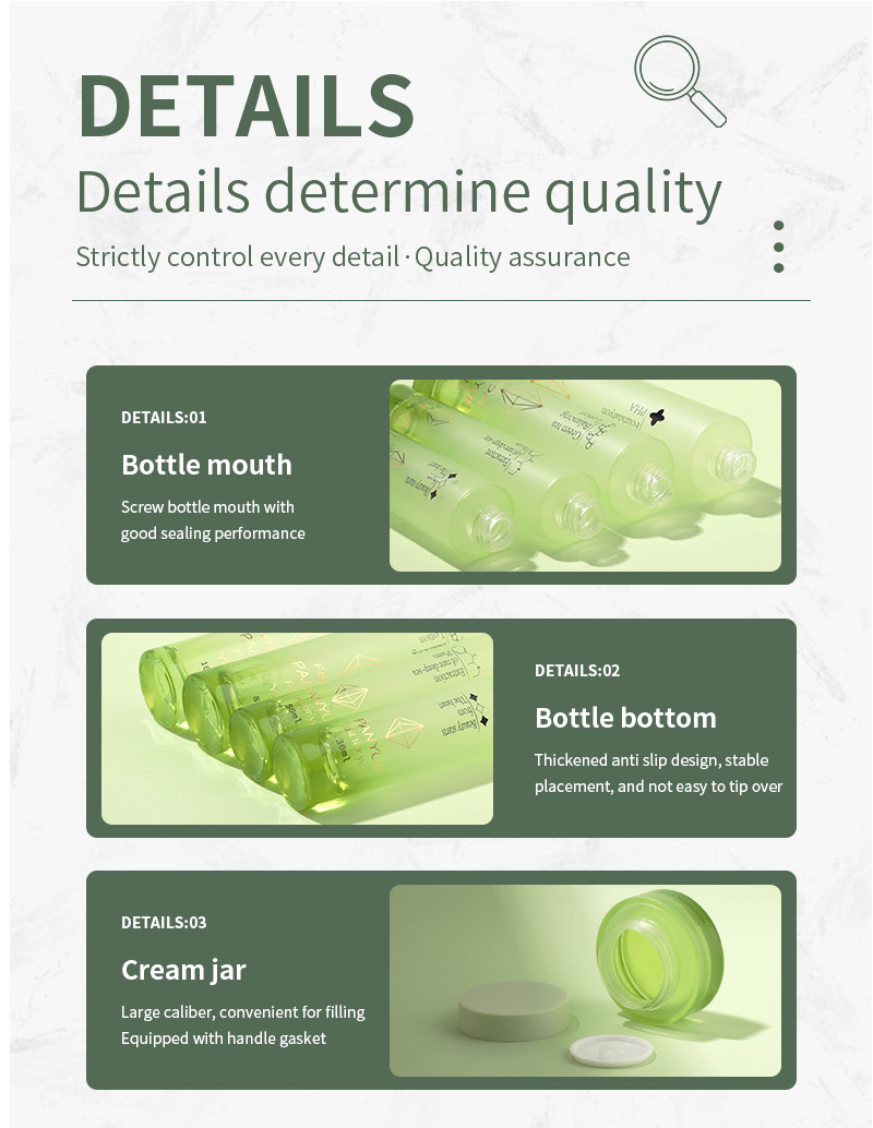 botella de vidrio cosmética verde
