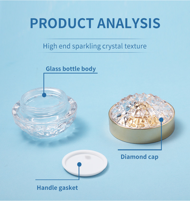 Tarro de vidrio crema cosmético con patrón de diamantes