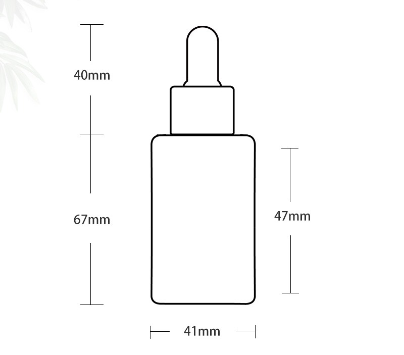 Tabla de tamaños de botellas de aceite esencial de 50 h ml.