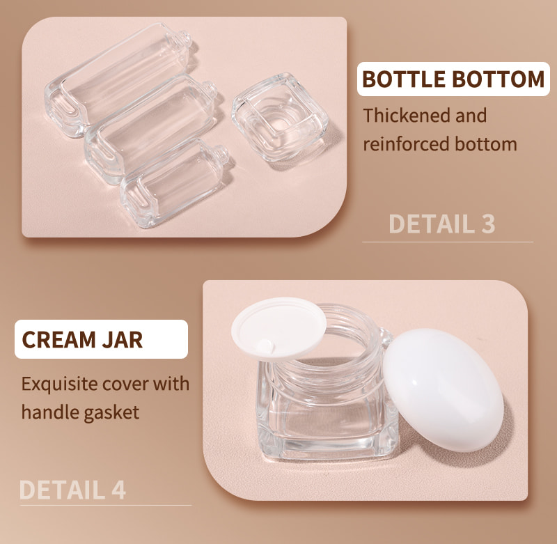 square glass bottle set with ball cap