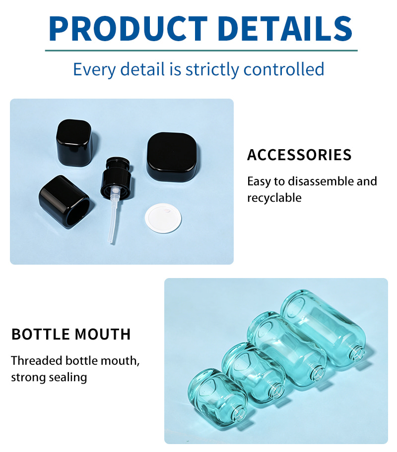 Square Rounded Glass Skincare Bottle Set