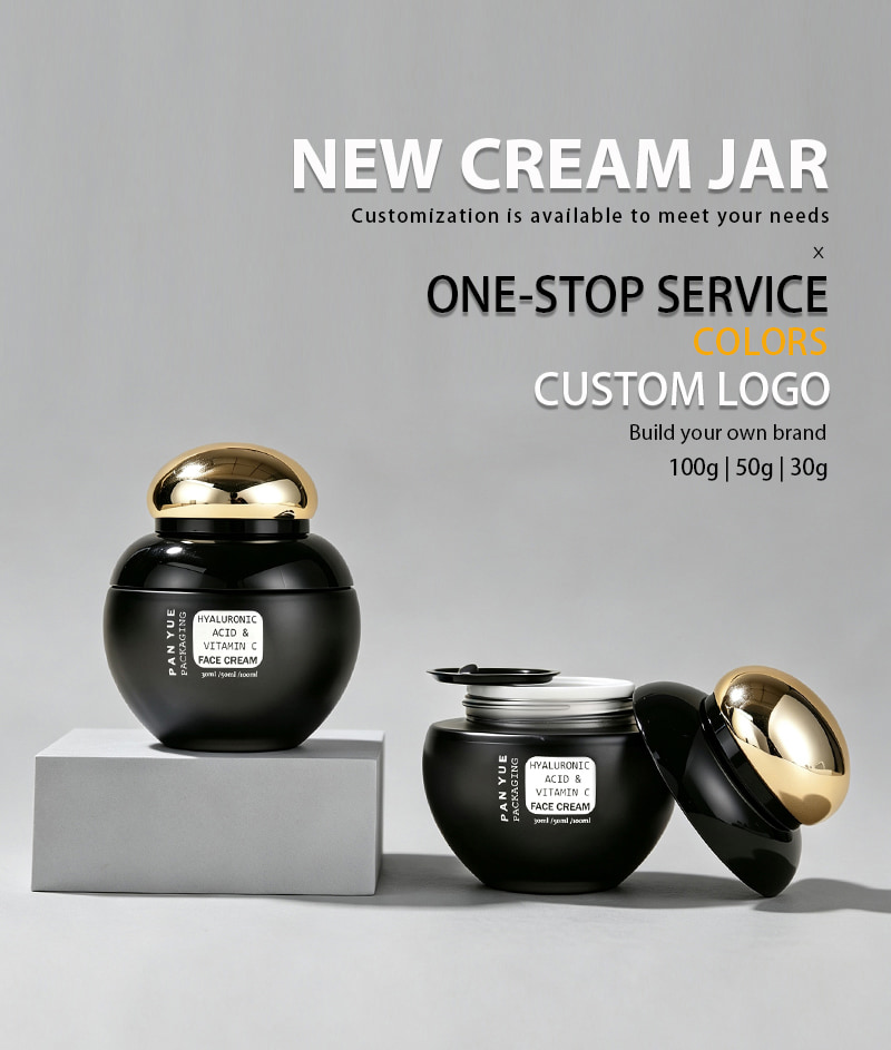 Black Glass Jar With Gold Dome Lid