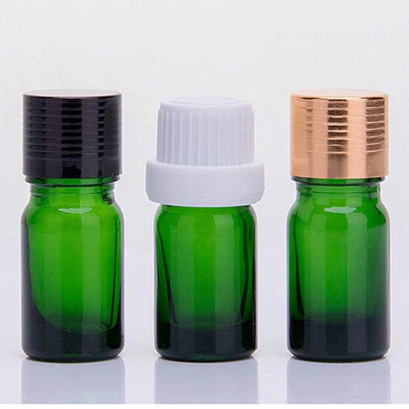 Green glass oil bottle