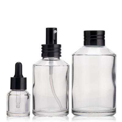 Botella de hombro inclinada transparente esmerilada común para tóner de aceite de suero