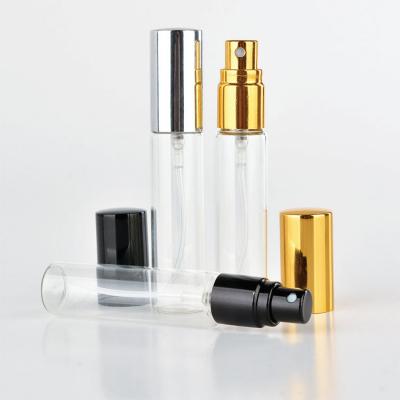 Frascos de muestra de perfume de vidrio ámbar transparente con rociador de aluminio