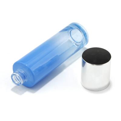 juego de botellas de vidrio cosmético con bomba de loción de aluminio para embalaje
