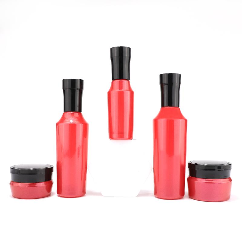 Skin care red cosmetic bottle set