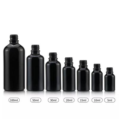 Botella de vidrio de aceite esencial negro al por mayor para suero
