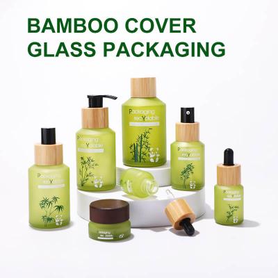 Envase cosmético Slant Shoulder botella de vidrio Set para el cuidado de la piel
