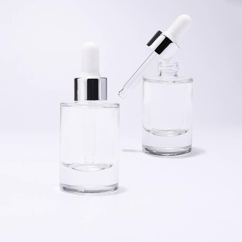 Thick bottom clear round glass dropper bottle