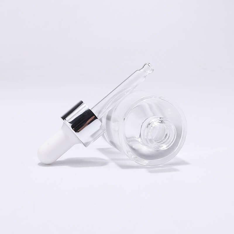 Thick bottom clear round glass dropper bottle