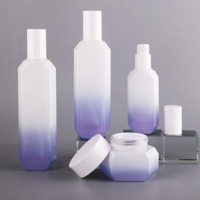 Botellas de vidrio de embalaje vacías de fábrica, botellas de embalaje hexagonales, juegos de cosméticos