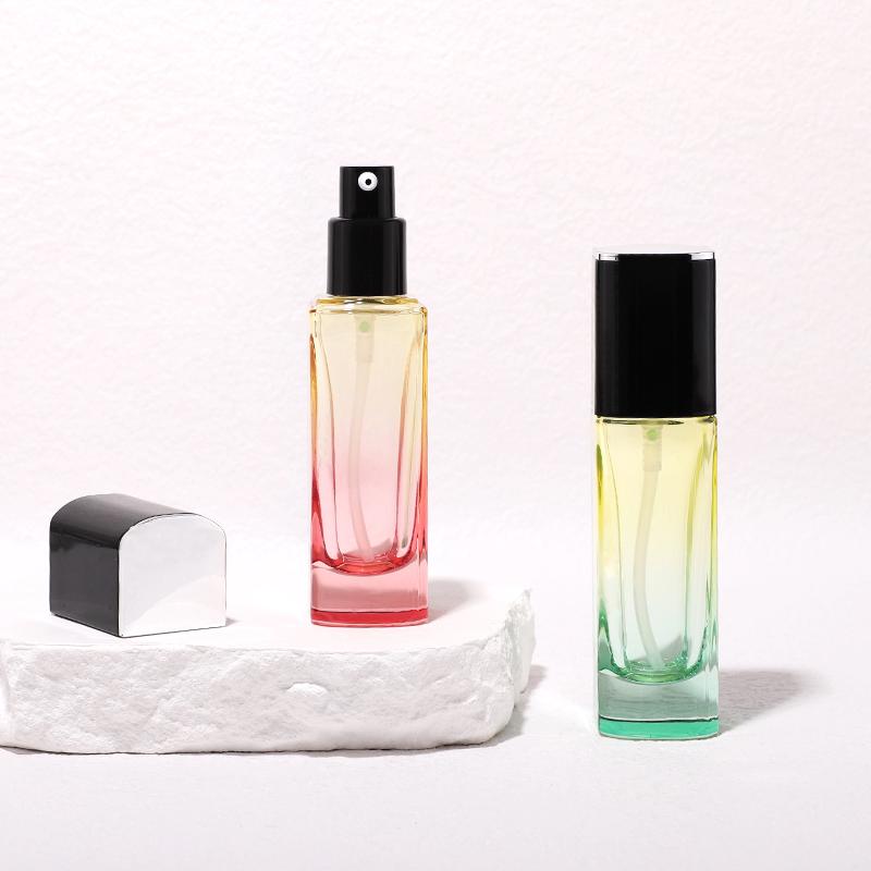 Square transparent colorful glass lotion pump bottle