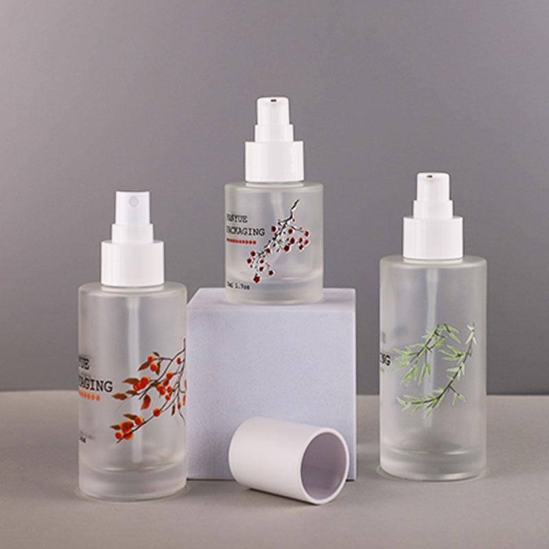 Printed flat shoulder glass bottle set