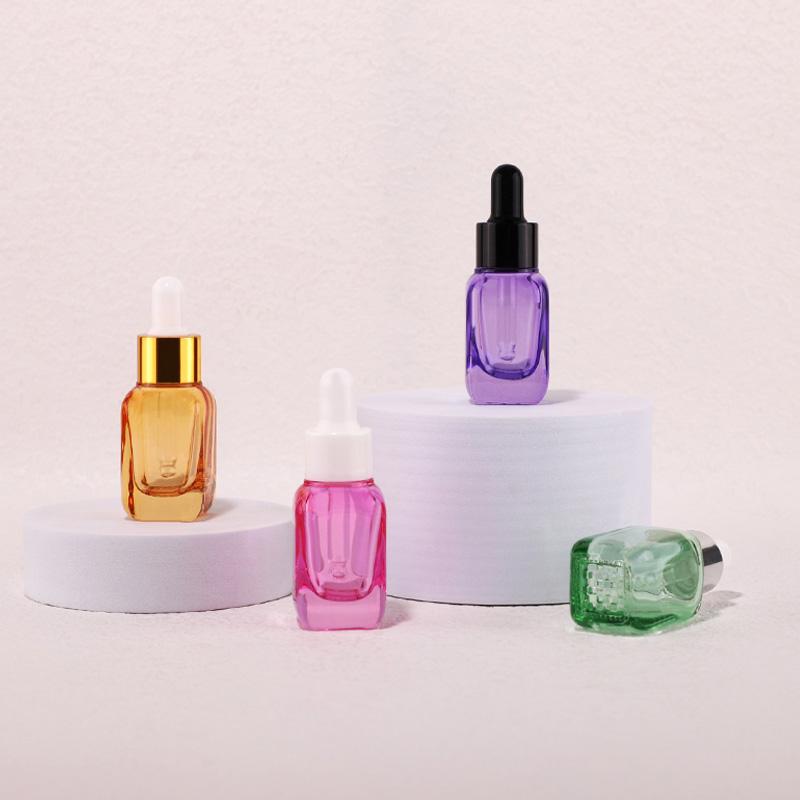 Square colorful essential oil glass bottle