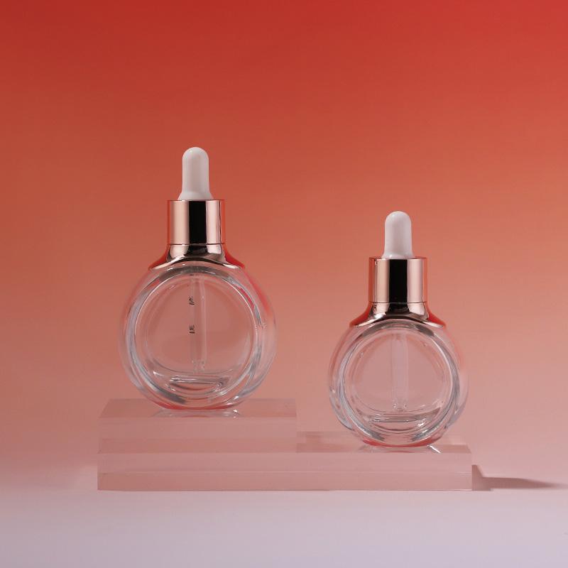 Round skincare cosmetic glass essential iol bottle