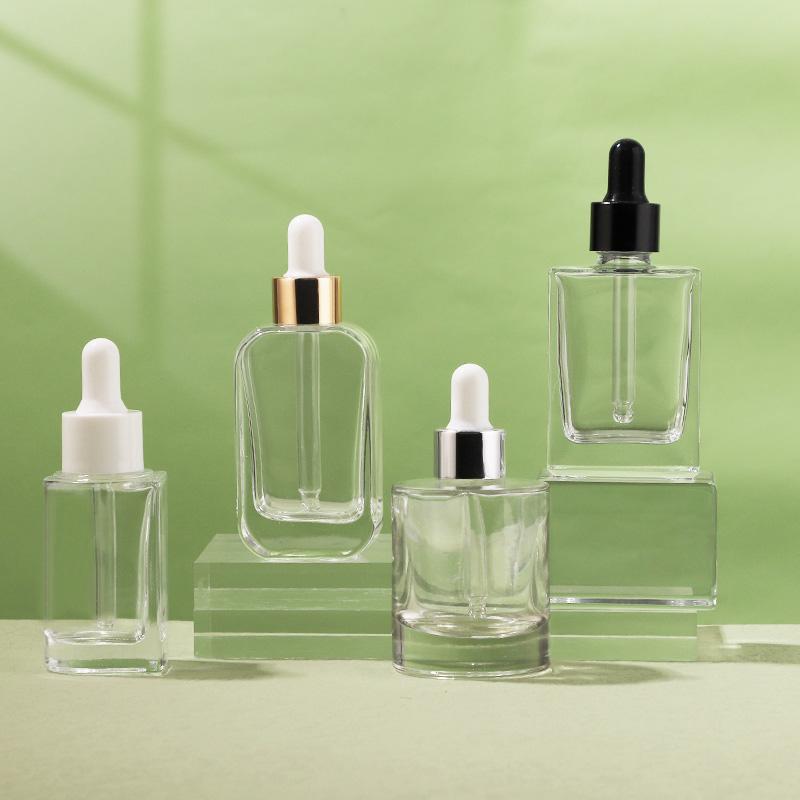 Clear skincare cosmetic glass essential iol bottle