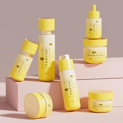 Yellow Rotating pump head glass bottle set
