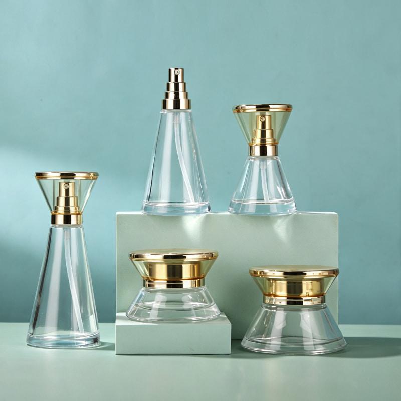Hourglass Shaped Glass Cosmetic Set with Gold Lid